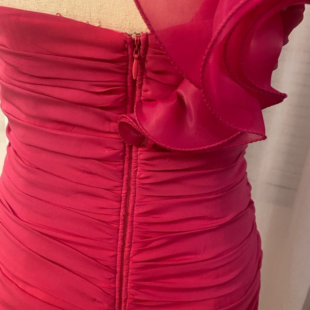 Cinderella Fuchsia One-Shoulder Ruffle Mini Dress - Picture 3 of 11